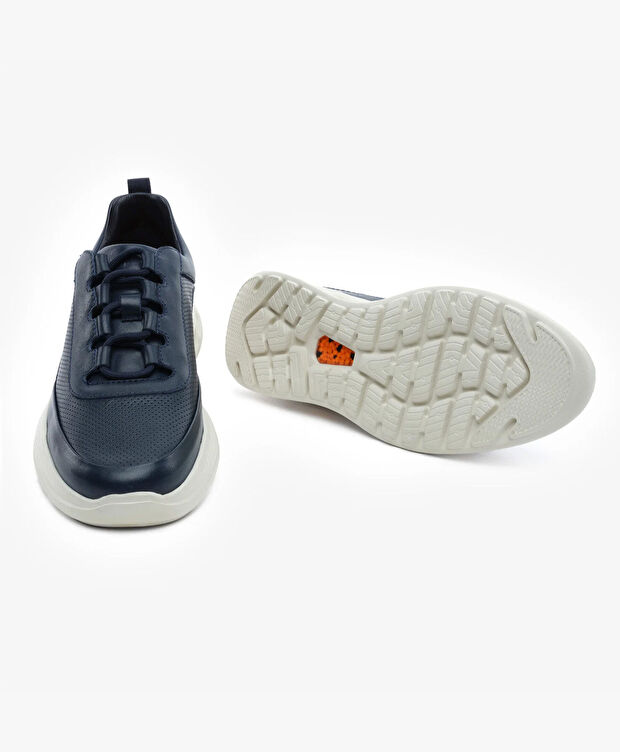 Erkek Lacivert Hakiki Deri Spor Ayakkabı - 6