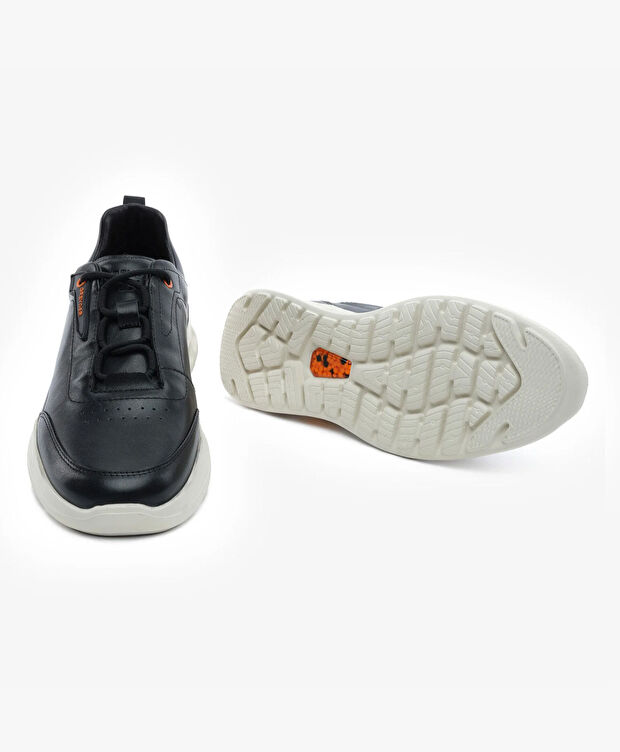 Erkek Siyah Hakiki Deri Spor Ayakkabı - 6