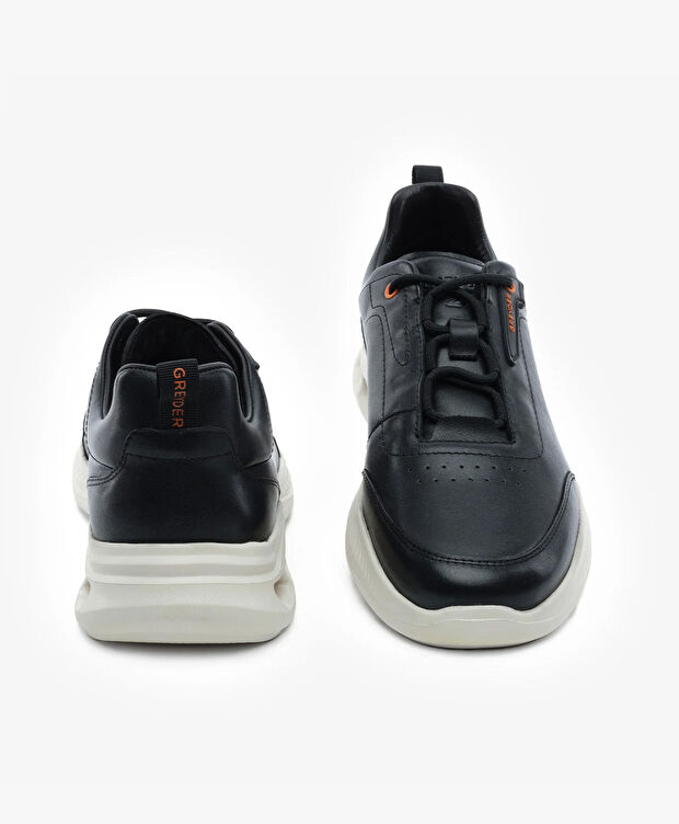 Erkek Siyah Hakiki Deri Spor Ayakkabı - 7