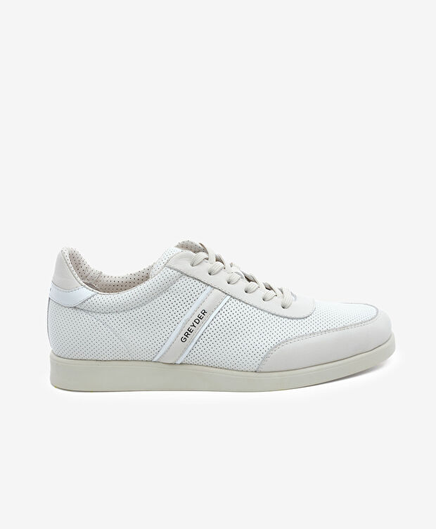 Erkek Beyaz Hakiki Deri Sneaker Ayakkabı - 1