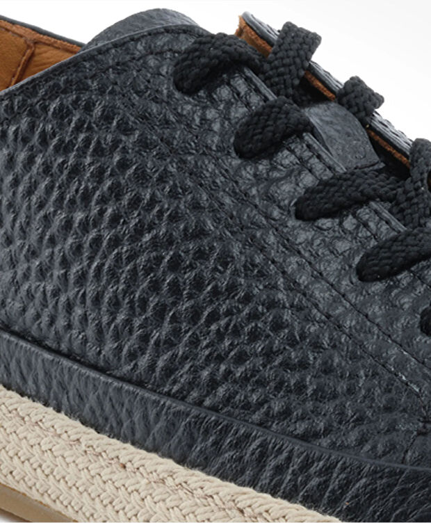 Erkek Siyah Hakiki Deri Sneaker Ayakkabı - 5