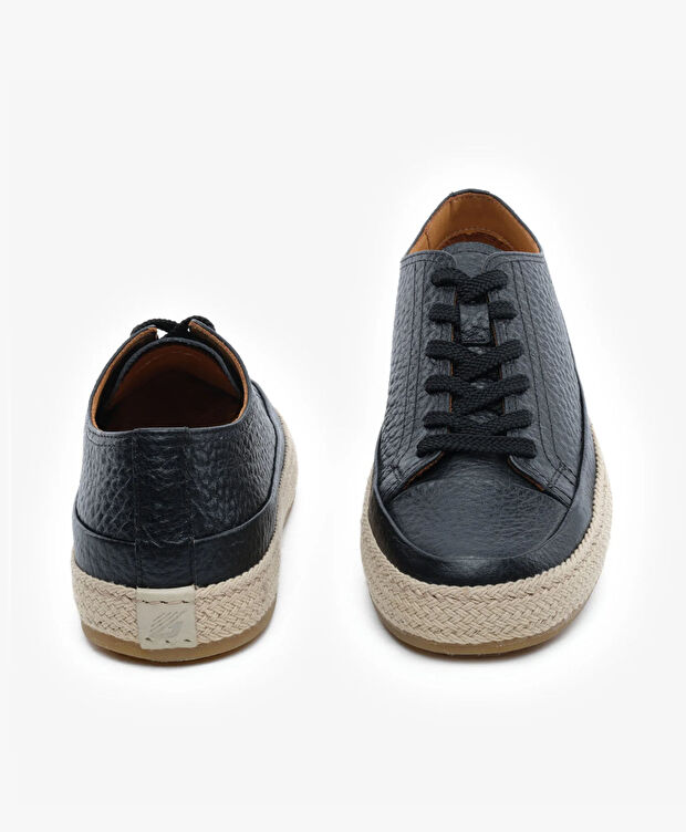 Erkek Siyah Hakiki Deri Sneaker Ayakkabı - 7