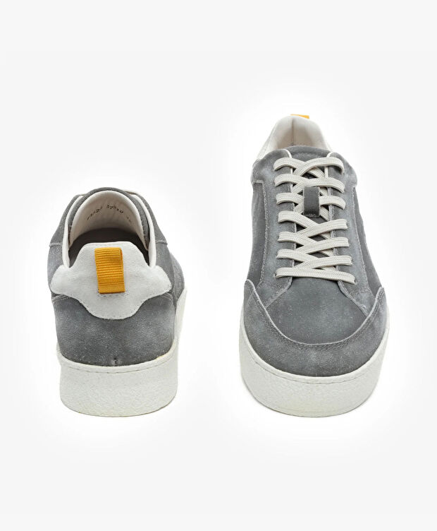 Erkek Gri Hakiki Deri Sneaker Ayakkabı - 7
