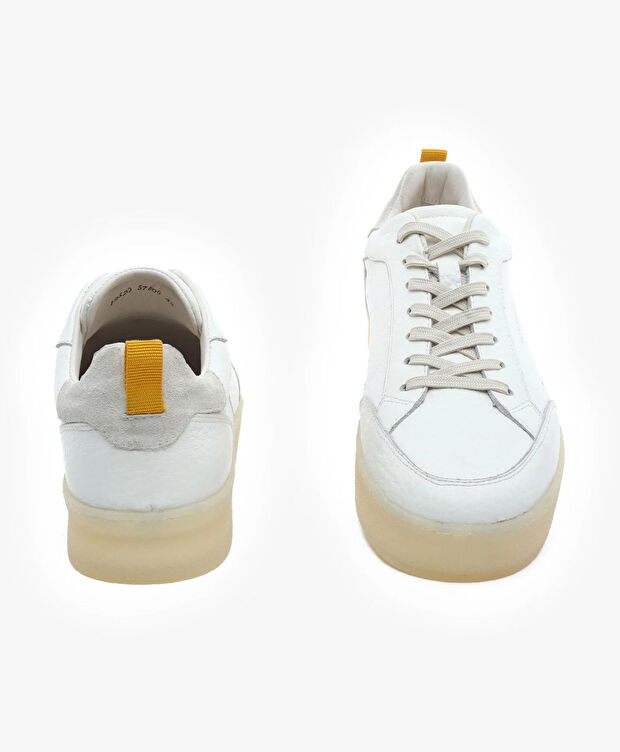 Erkek Beyaz Hakiki Deri Sneaker Ayakkabı - 7