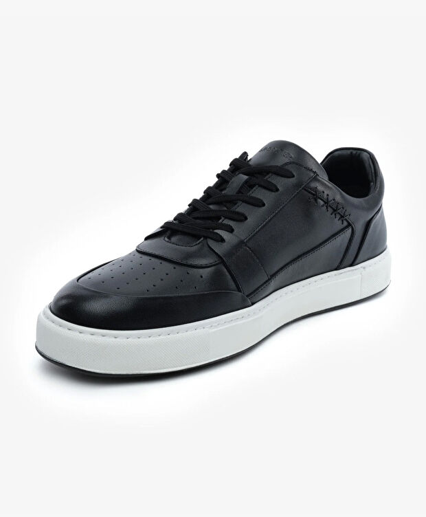 Erkek Siyah Hakiki Deri Sneaker Ayakkabı - 3