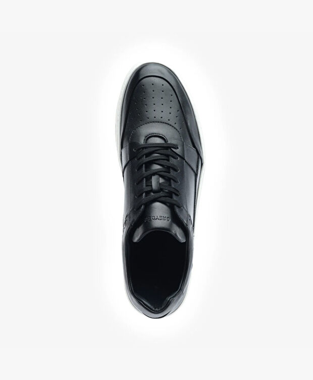 Erkek Siyah Hakiki Deri Sneaker Ayakkabı - 4