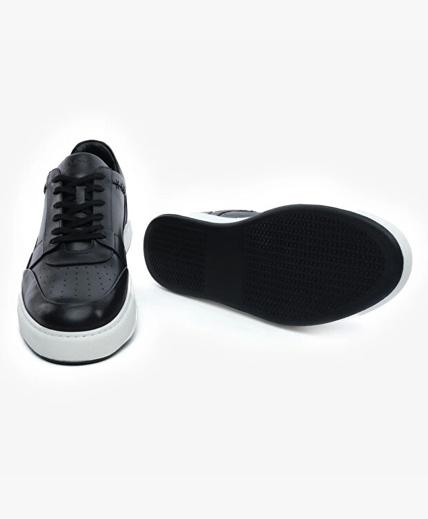 Erkek Siyah Hakiki Deri Sneaker Ayakkabı - 6
