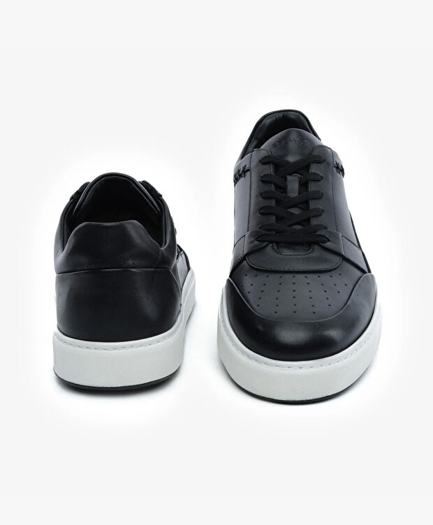 Erkek Siyah Hakiki Deri Sneaker Ayakkabı - 7