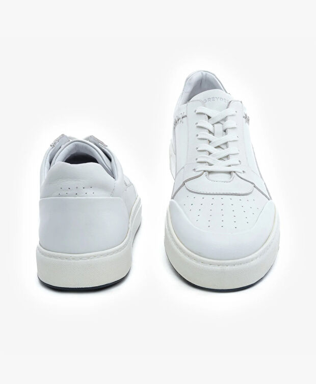 Erkek Beyaz Hakiki Deri Sneaker Ayakkabı - 7