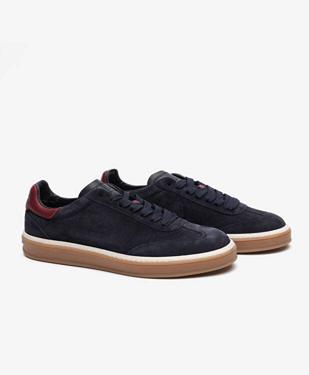 Erkek Lacivert Hakiki Deri Sneaker Ayakkabı - 3