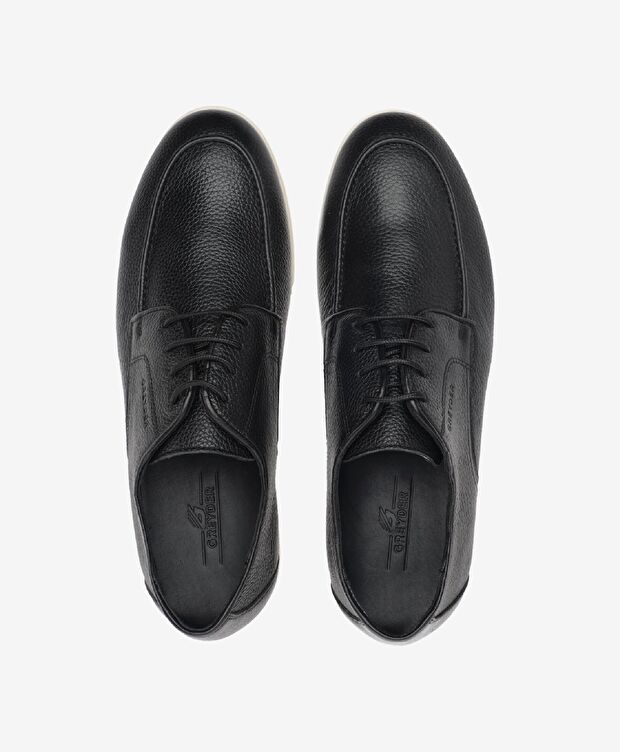 Erkek Siyah Hakiki Deri Oxford Ayakkabı - 5