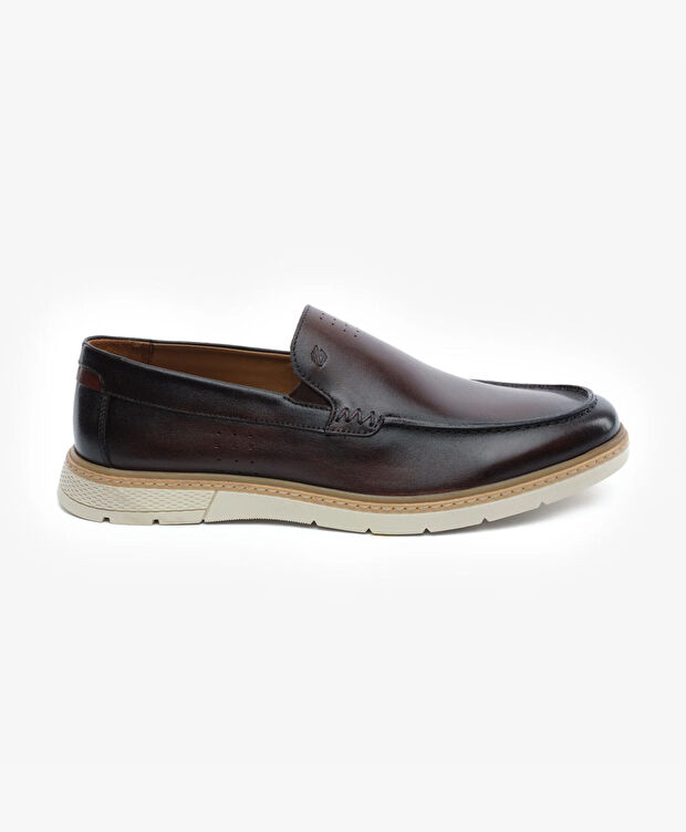 Erkek Kahverengi Hakiki Deri Loafer Ayakkabı - 1