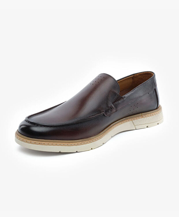 Erkek Kahverengi Hakiki Deri Loafer Ayakkabı - 3