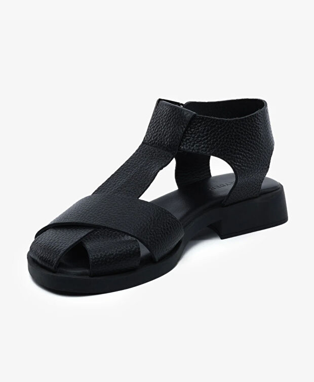 Kadın Siyah Hakiki Deri Sandalet - 3