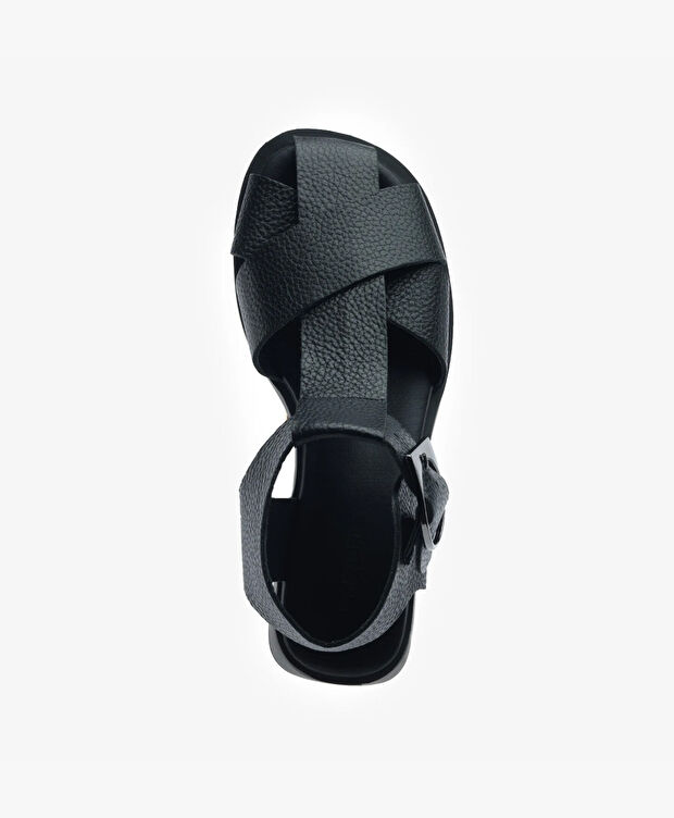 Kadın Siyah Hakiki Deri Sandalet - 4