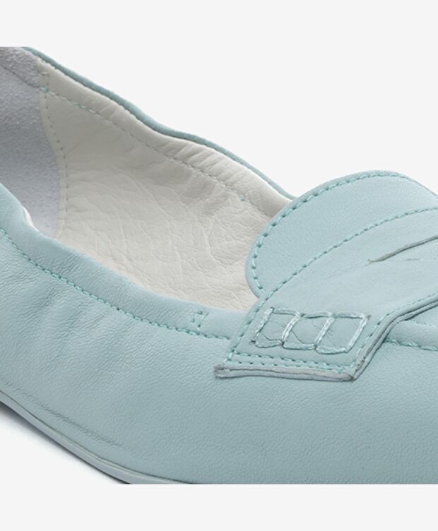 Kadın Su Yeşili Hakiki Deri Babet - 5