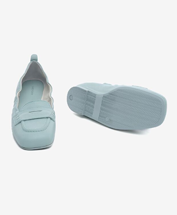 Kadın Su Yeşili Hakiki Deri Babet - 6