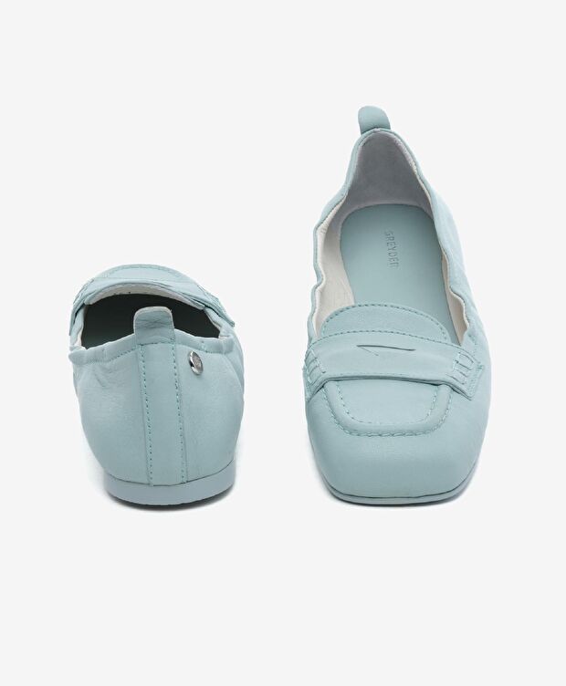 Kadın Su Yeşili Hakiki Deri Babet - 7