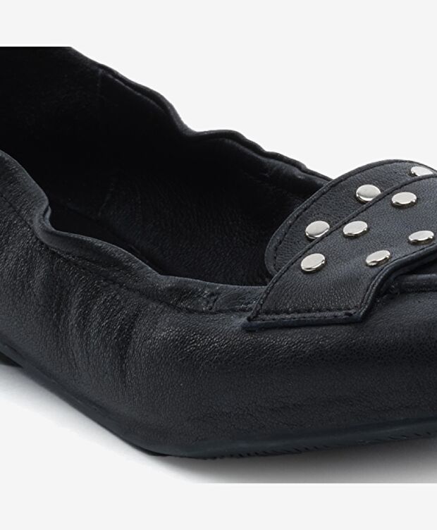 Kadın Siyah Hakiki Deri Babet - 5