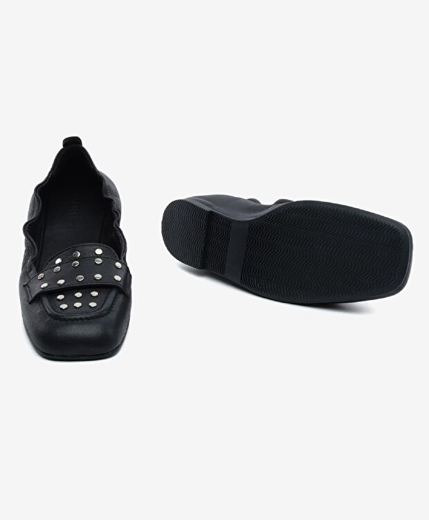 Kadın Siyah Hakiki Deri Babet - 6