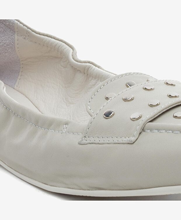 Kadın Bej Hakiki Deri Babet - 5