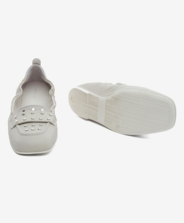 Kadın Bej Hakiki Deri Babet - 6