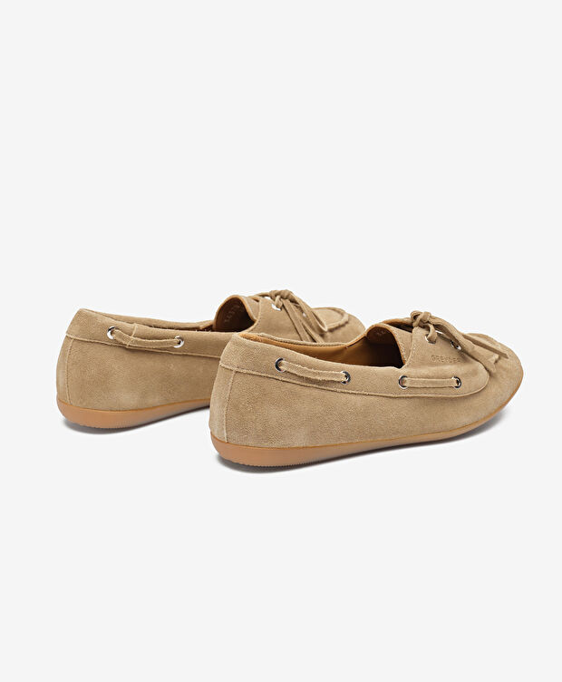 Kadın Ekru Hakiki Deri Loafer Ayakkabı - 4