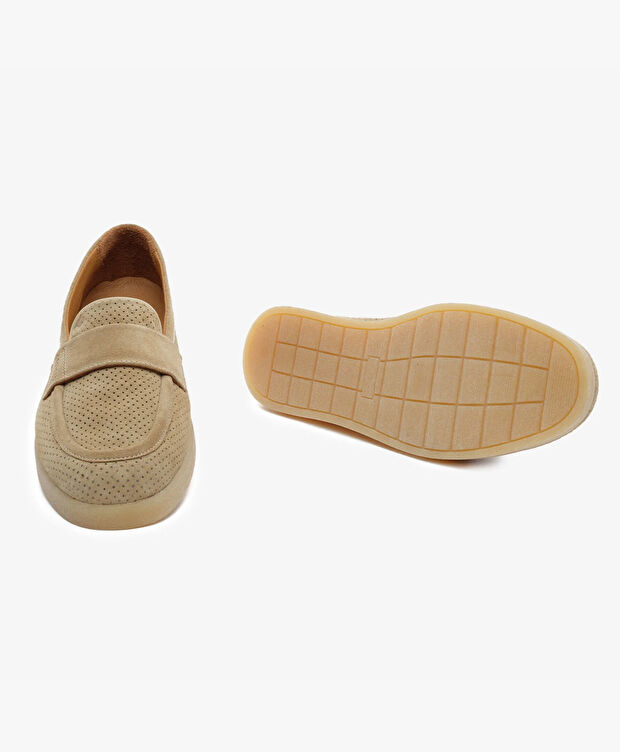 Kadın Bej Hakiki Deri Loafer Ayakkabı - 6