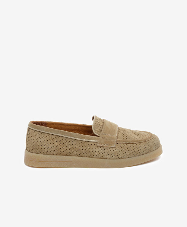 Kadın Bej Hakiki Deri Loafer Ayakkabı - 1