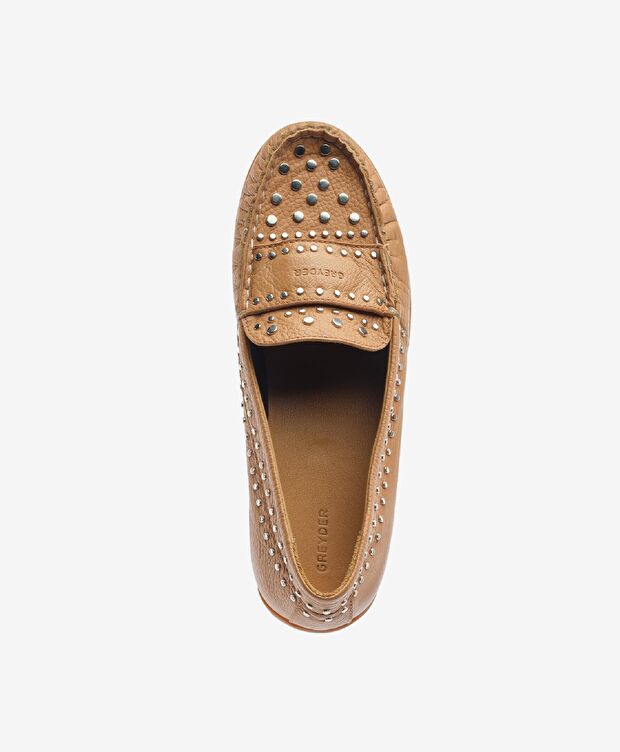 Kadın Taba Hakiki Deri Loafer Ayakkabı - 4