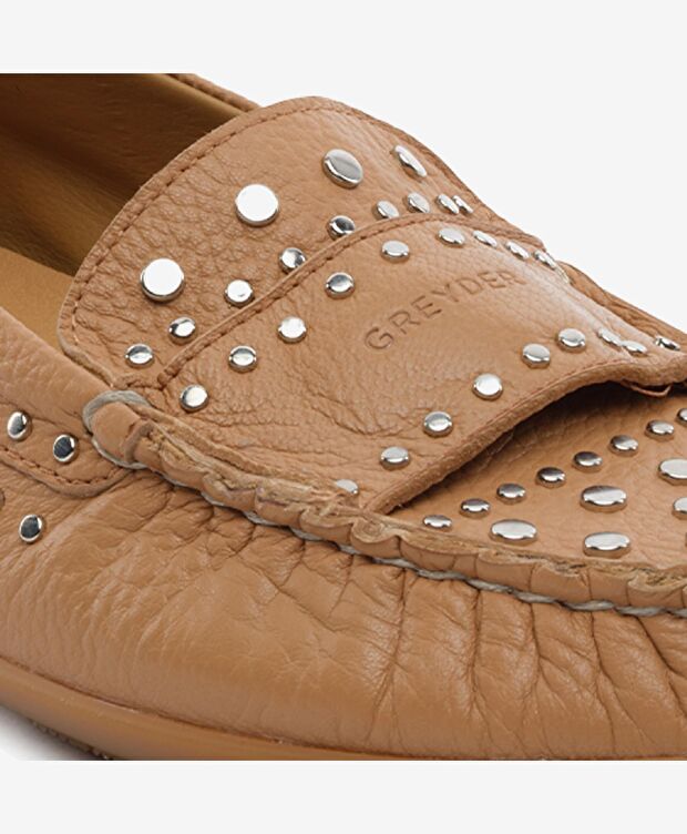 Kadın Taba Hakiki Deri Loafer Ayakkabı - 5