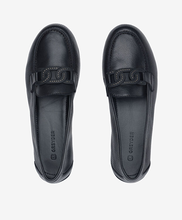 Kadın Siyah Hakiki Deri Casual Ayakkabı - 5