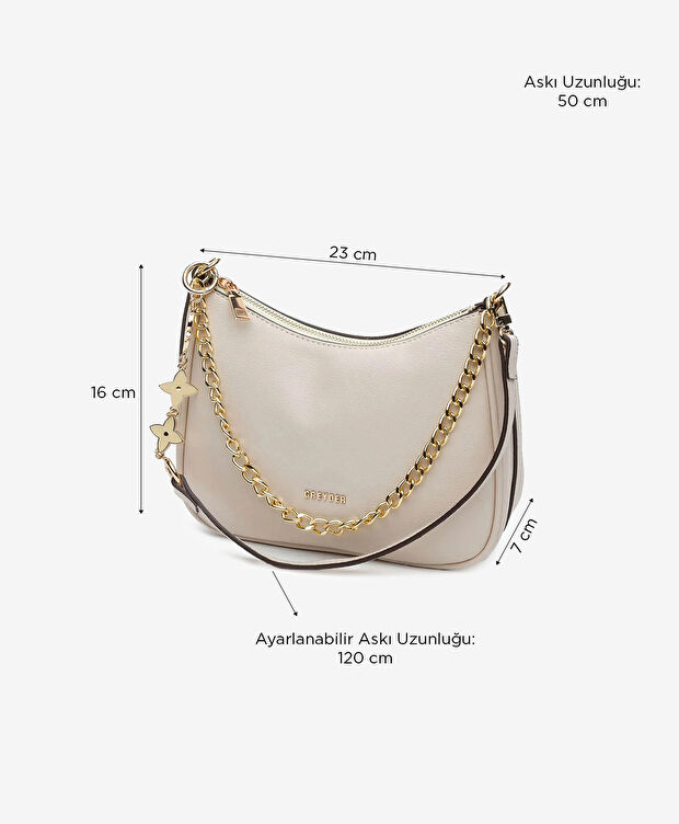 Kadın Krem Omuz Çantası - 6