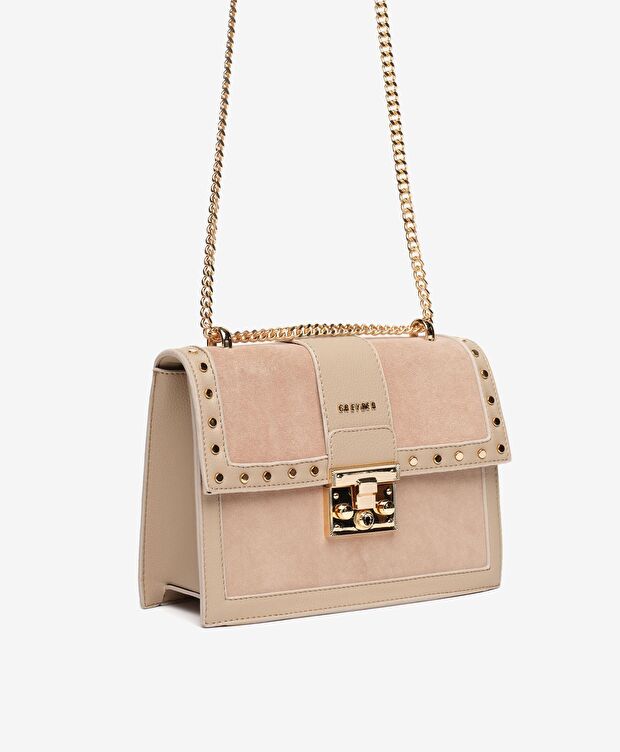 Kadın Bej Süet Omuz Çantası - 5