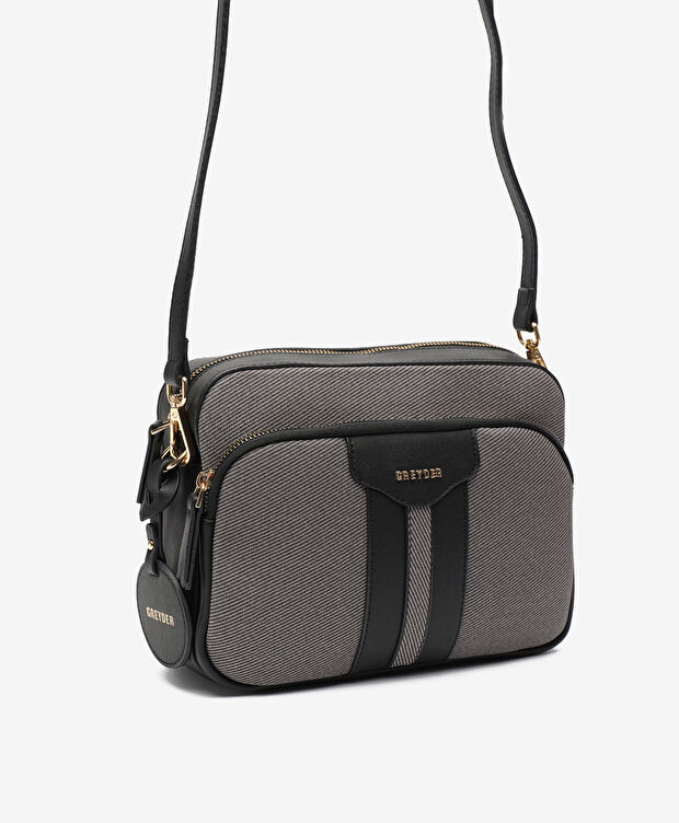 Kadın Siyah Gri Çapraz Çanta - 6