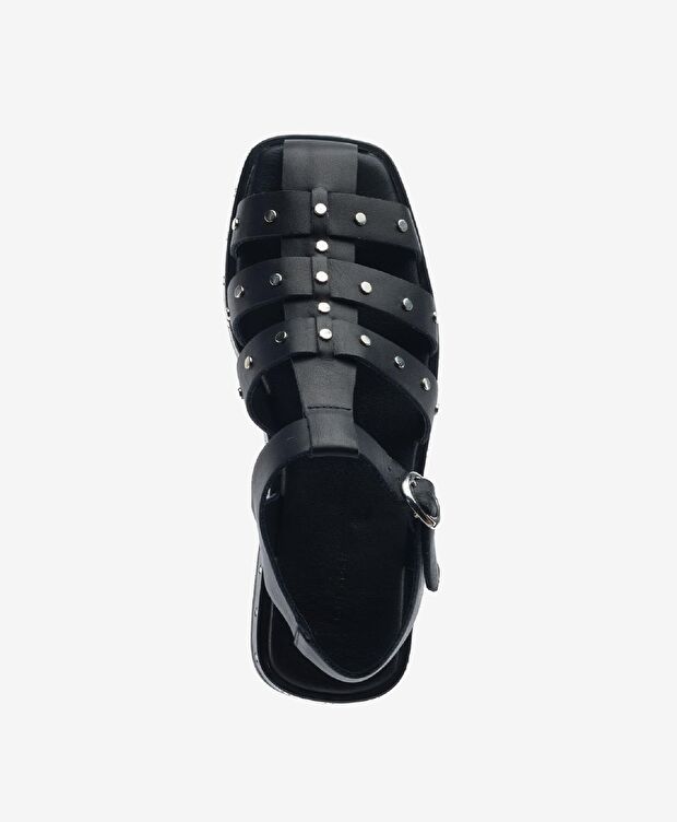 Kadın Siyah Hakiki Deri Sandalet - 4