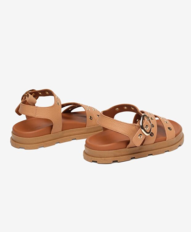 Kadın Taba Hakiki Deri Sandalet - 4