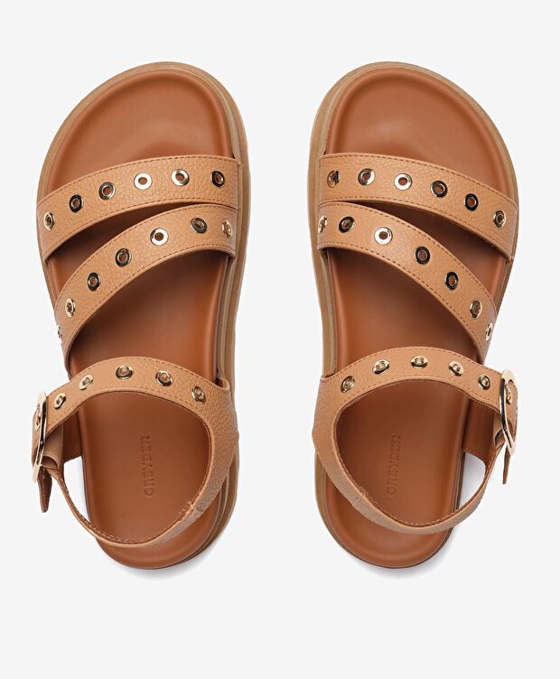 Kadın Taba Hakiki Deri Sandalet - 5