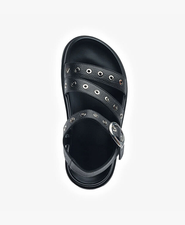 Kadın Siyah Hakiki Deri Sandalet - 4