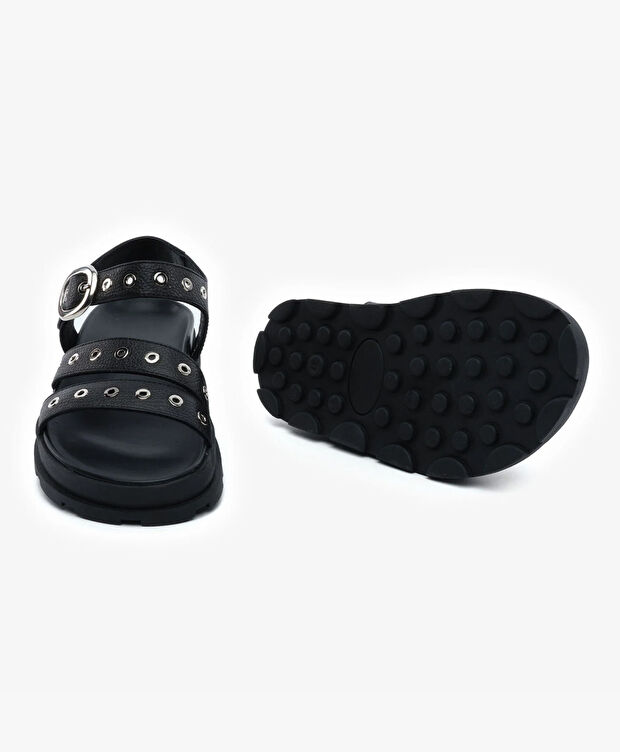 Kadın Siyah Hakiki Deri Sandalet - 6