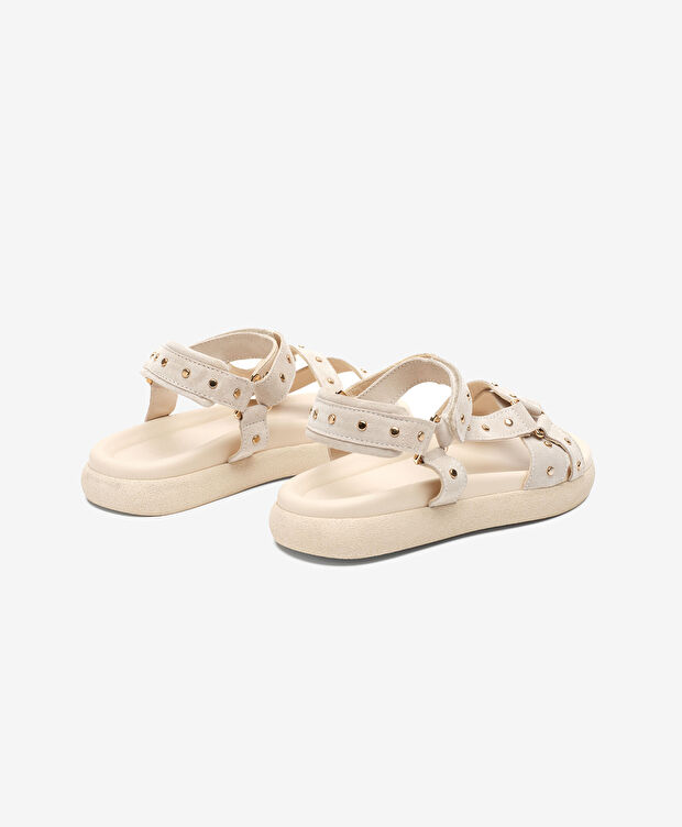 Kadın Bej Hakiki Deri Sandalet - 4