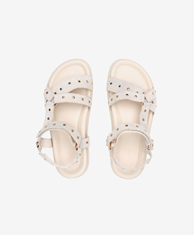 Kadın Bej Hakiki Deri Sandalet - 5