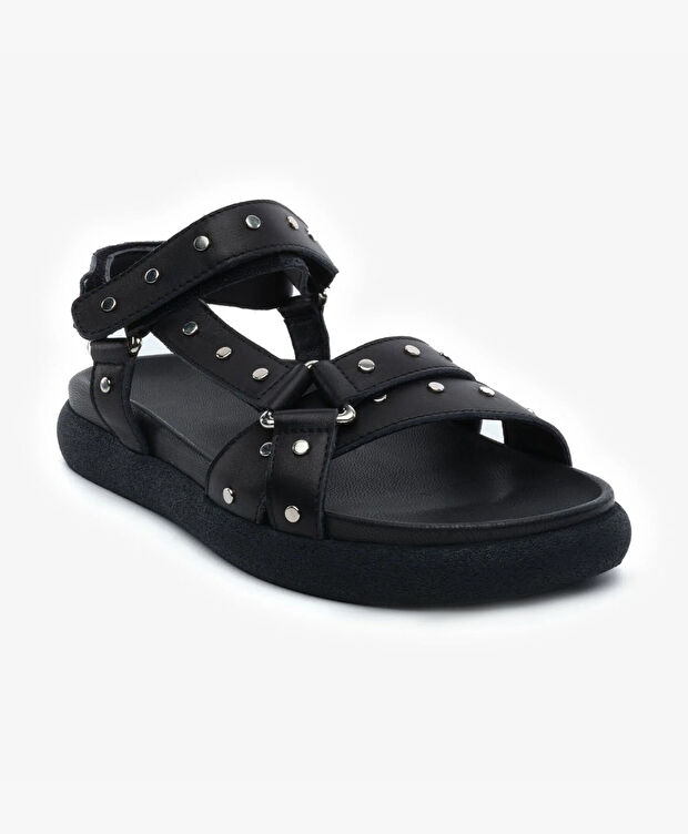 Kadın Siyah Hakiki Deri Sandalet - 2