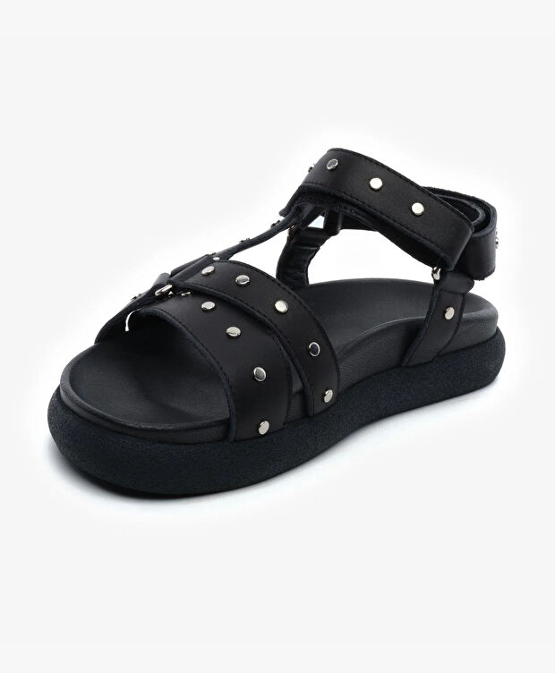 Kadın Siyah Hakiki Deri Sandalet - 3