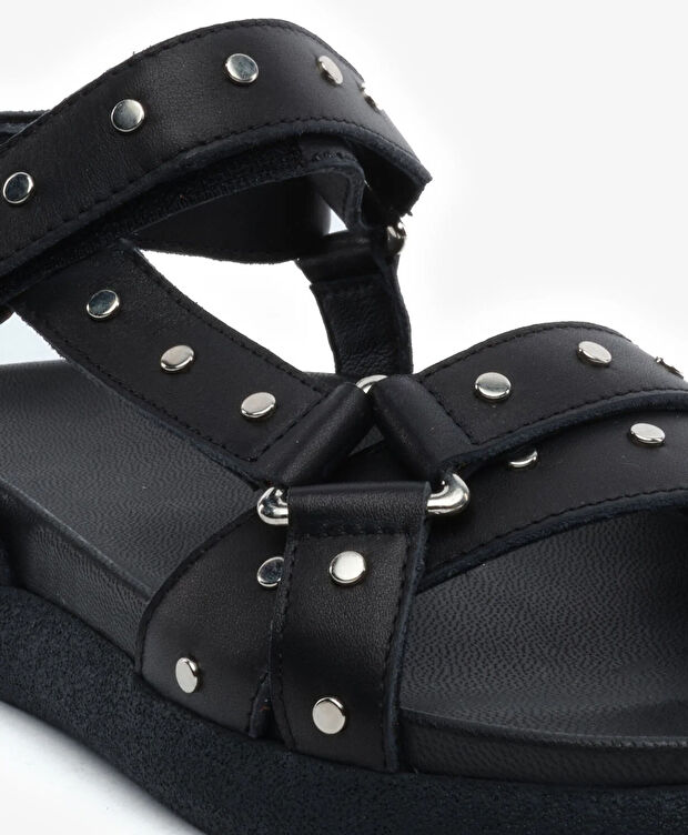 Kadın Siyah Hakiki Deri Sandalet - 5