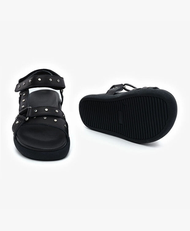 Kadın Siyah Hakiki Deri Sandalet - 6