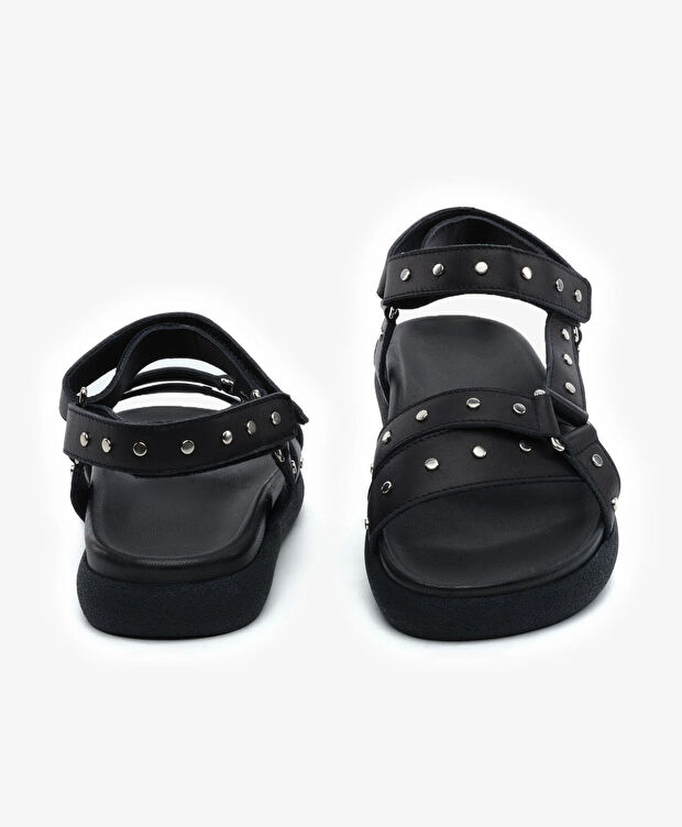 Kadın Siyah Hakiki Deri Sandalet - 7