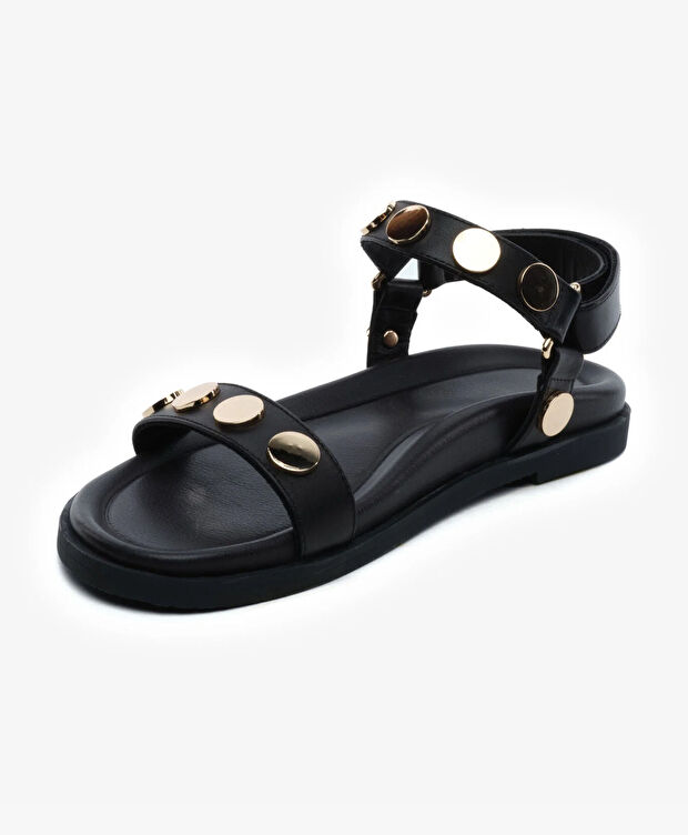 Kadın Siyah Hakiki Deri Sandalet - 3