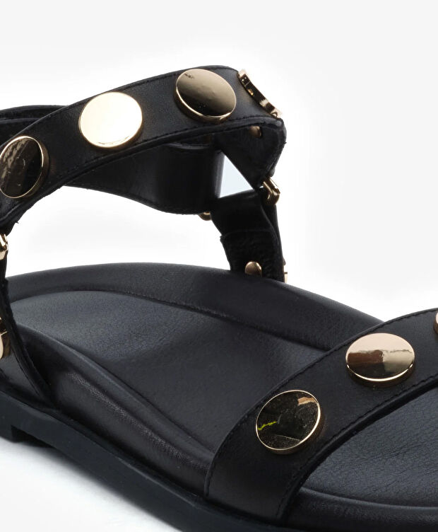 Kadın Siyah Hakiki Deri Sandalet - 5