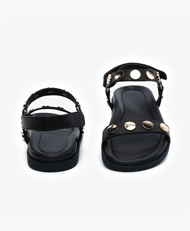 Kadın Siyah Hakiki Deri Sandalet - 7